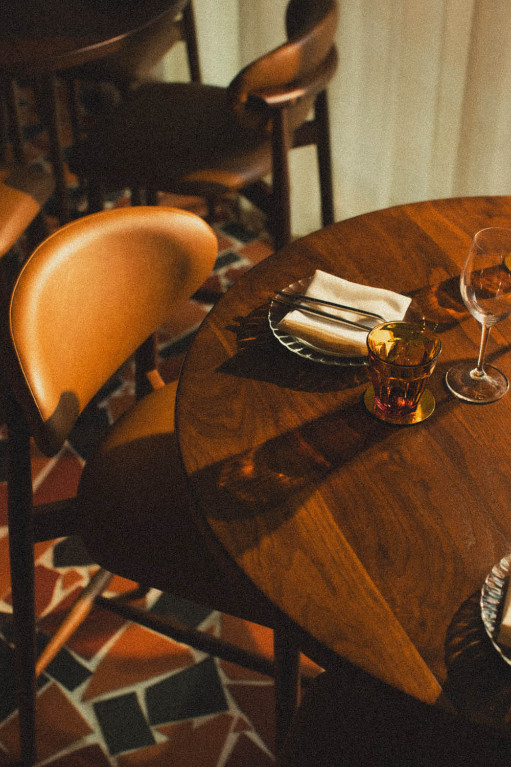A set table in warm light