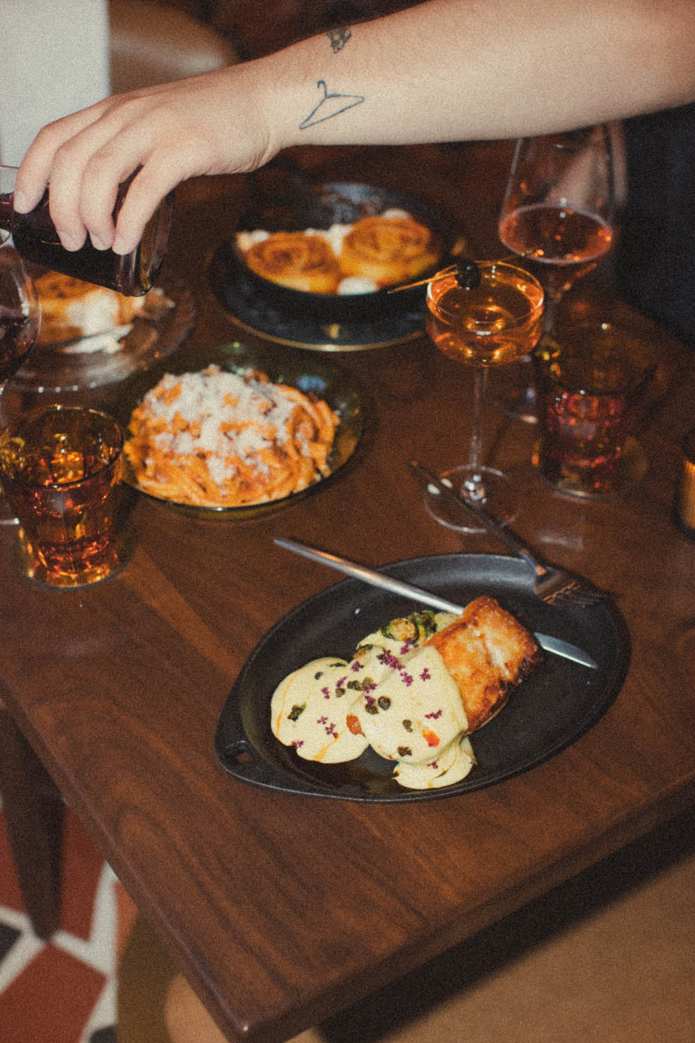 A shared table mid-feast